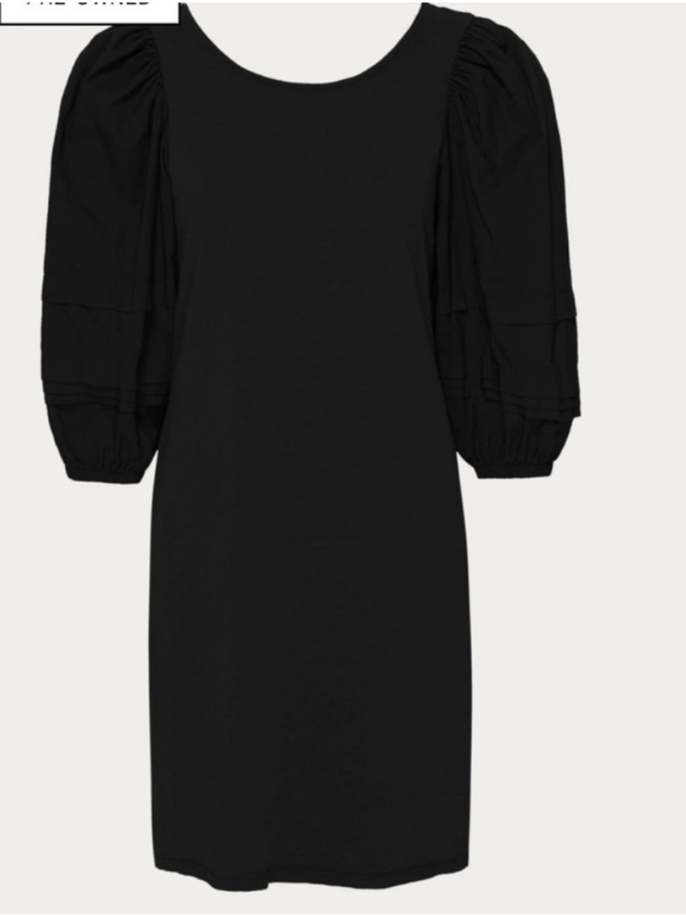 Nation LTD Calissa Black Puff Sleeve Mini Dress Tie Back Size L - Picture 3 of 11